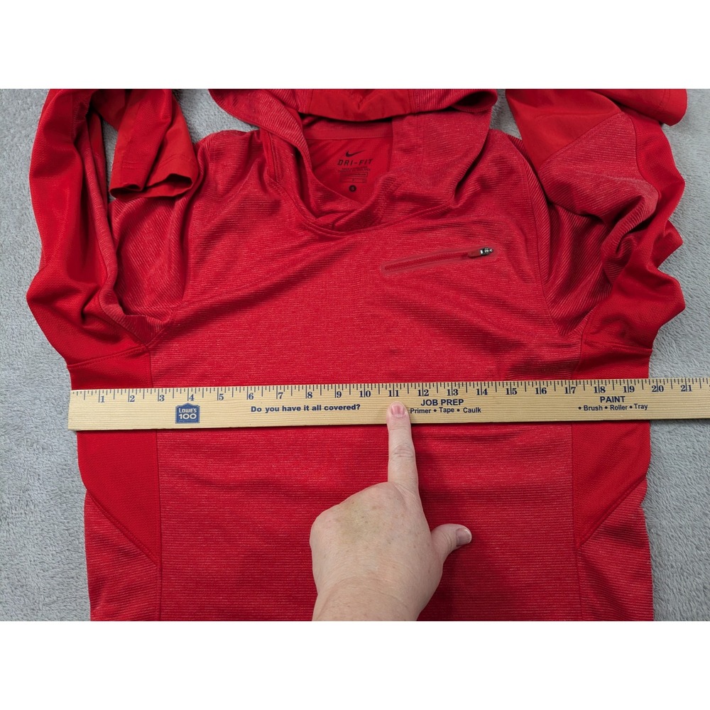Nike Dri-FIT Mens Red Training Hoodie Scuba Hood Zip Pocket Small RN56323 - Picture 5 of 12